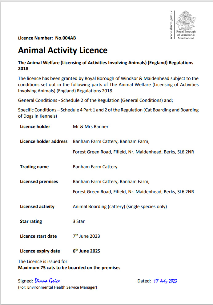 Animal Activity Licence